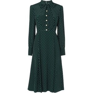 NWT LK Bennet Mortimer Green & Cream Polka Dot Silk Dress
